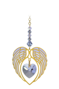 Gold Angel Wing Heart - Light Amethyst