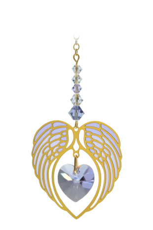 Gold Angel Wing Heart - Light Amethyst