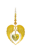 Gold Angel Wing Heart - Topaz