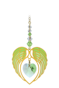 Gold Angel Wing Heart - Peridot