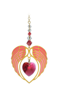 Gold Angel Wing Heart - Ruby