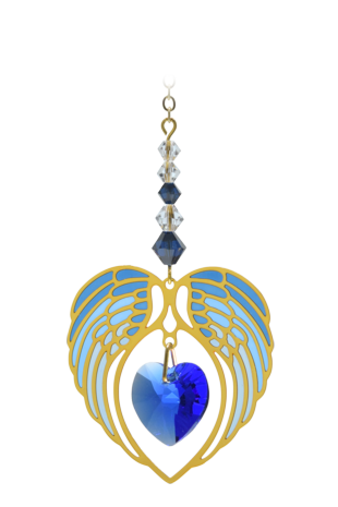 Gold Angel Wing Heart - Sapphire