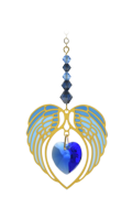 Gold Angel Wing Heart - Sapphire