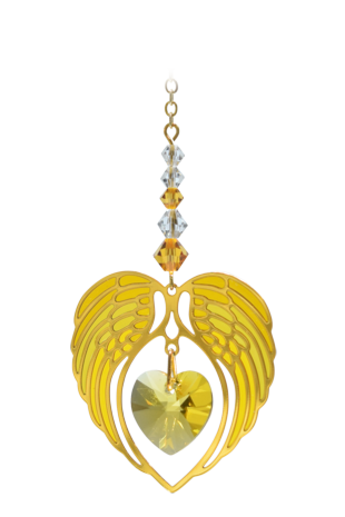 Gold Angel Wing Heart - Topaz