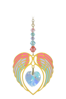 Carded Angel Wing Heart - Aurora Borealis