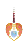 Carded Angel Wing Heart - Garnet