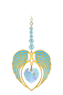 Carded Angel Wing Heart - Aquamarine