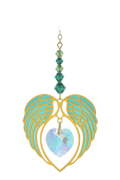 Carded - Angel Wing Heart - Emerald