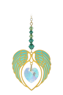 Carded Angel Wing Heart - Emerald