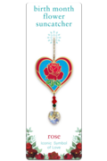 Birthmonth Flower Suncatcher Rose with Heart