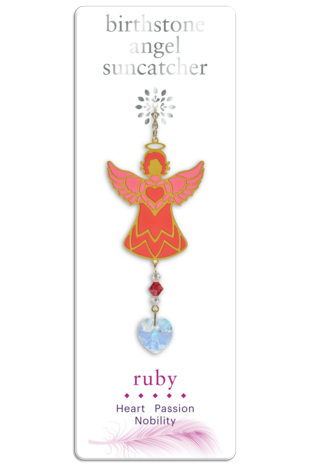 Carded Birthstone Celestial Angel - Ruby
