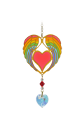 Carded Crystal Dreams Angel Wing Heart - Rainbow