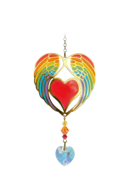 Carded Crystal Dreams Angel Wing Heart - Rainbow