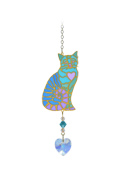 Carded Crystal Dreams Sitting Cat Heart - Aurora