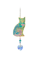 Carded Crystal Dreams Sitting Cat Heart - Aurora