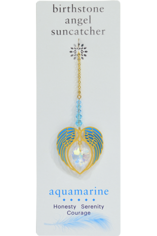 Carded Angel Wing Heart - Aquamarine