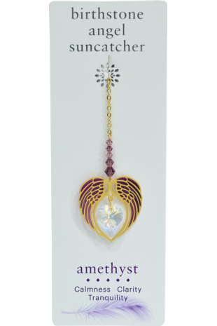 Carded Angel Wing Heart - Amethyst
