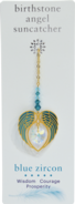 Carded Angel Wing Heart - Blue Zircon