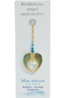 Carded Angel Wing Heart - Blue Zircon
