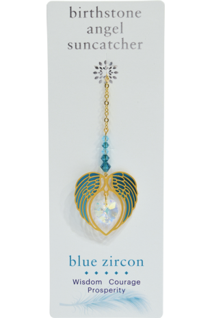 Carded Angel Wing Heart - Blue Zircon