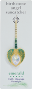 Carded Angel Wing Heart - Emerald