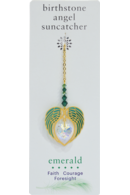Carded Angel Wing Heart - Emerald