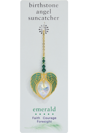 Carded Angel Wing Heart - Emerald