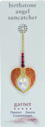 Carded Angel Wing Heart - Garnet