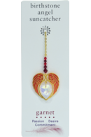 Carded Angel Wing Heart - Garnet