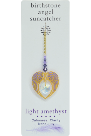 Carded Angel Wing Heart - Light Amethyst