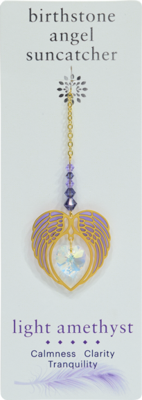 Carded Angel Wing Heart - Light Amethyst