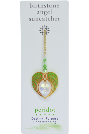Carded Angel Wing Heart - Peridot