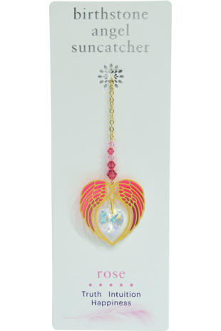 Carded Angel Wing Heart - Rose
