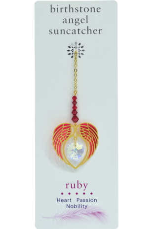 Carded Angel Wing Heart - Ruby