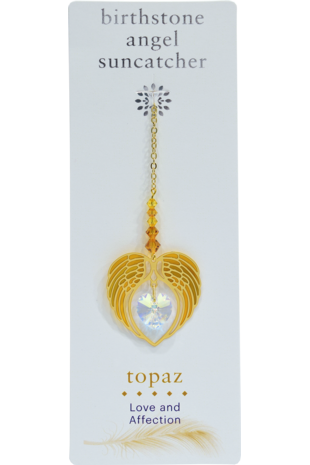 Carded Angel Wing Heart - Topaz