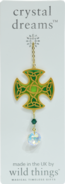 Carded Crystal Dreams Celtic Cross - Green