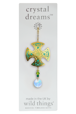 Carded Crystal Dreams Celtic Cross - Green