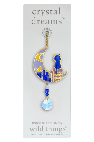 Carded Crystal Dreams Cats on Roof - Moonlight