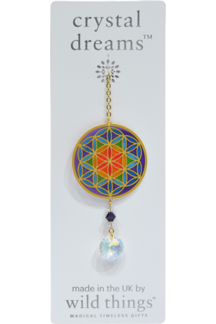 Carded Crystal Dreams Flower of Life - Rainbow