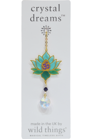 Carded Crystal Dreams Lotus with Om - Aurora