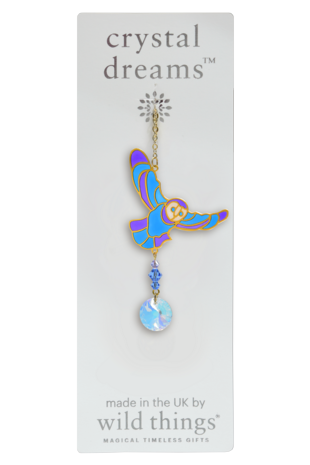 Carded Crystal Dreams Owl in Flight - Moonlight
