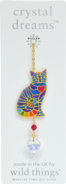 Carded Crystal Dreams Sitting Cat Heart - Rainbow
