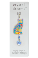 Carded Crystal Dreams Sitting Cat Heart - Rainbow